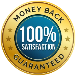 The money-back guarantee roundel used on the Gelatide sales page